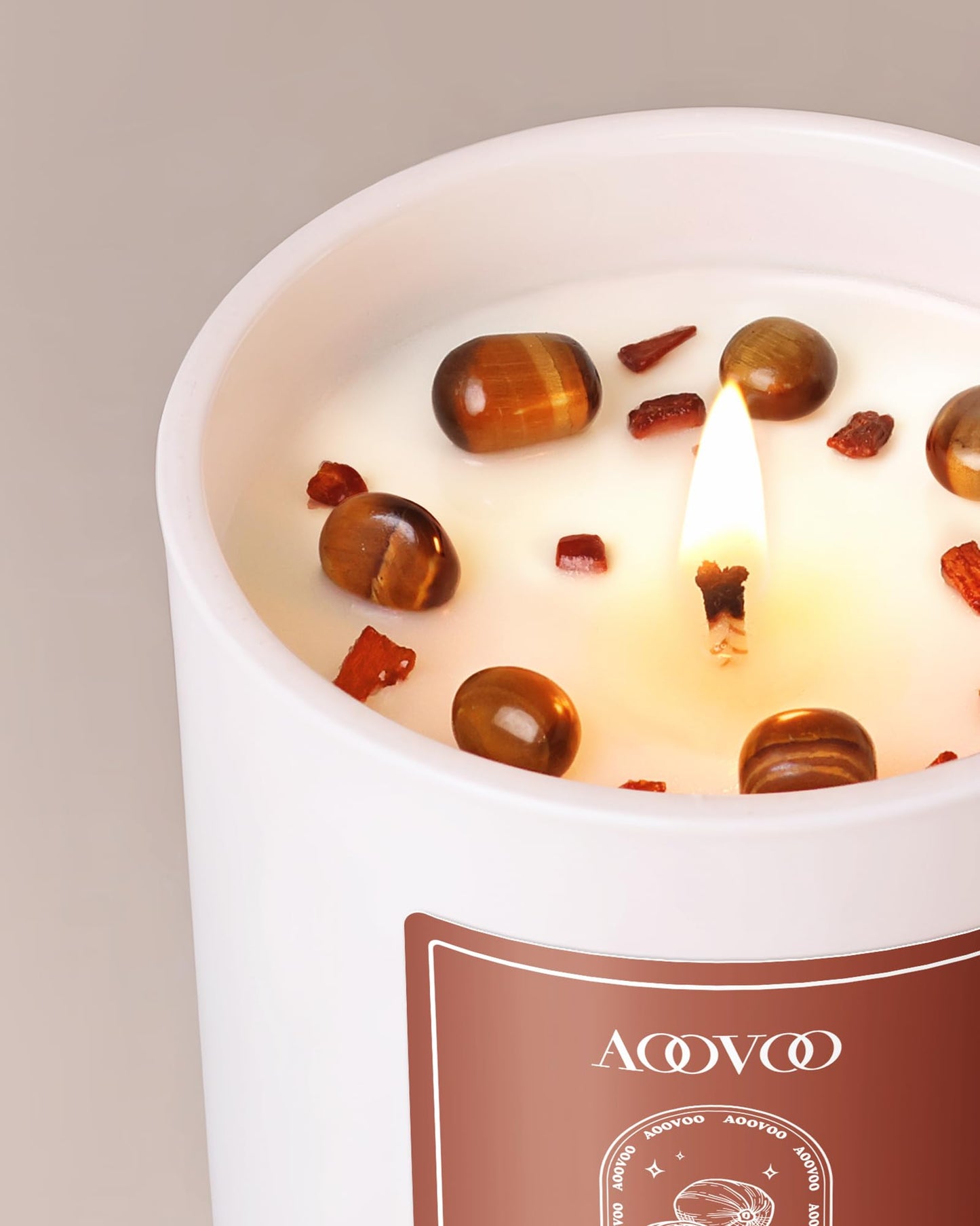 AOOVOO Lavender Scented Candles for Women - Aromatherapy Candle with Crystals Inside, 10oz Soy Candles for Home Scented, Birthday Gifts Mothers Day Candle for Women Mom