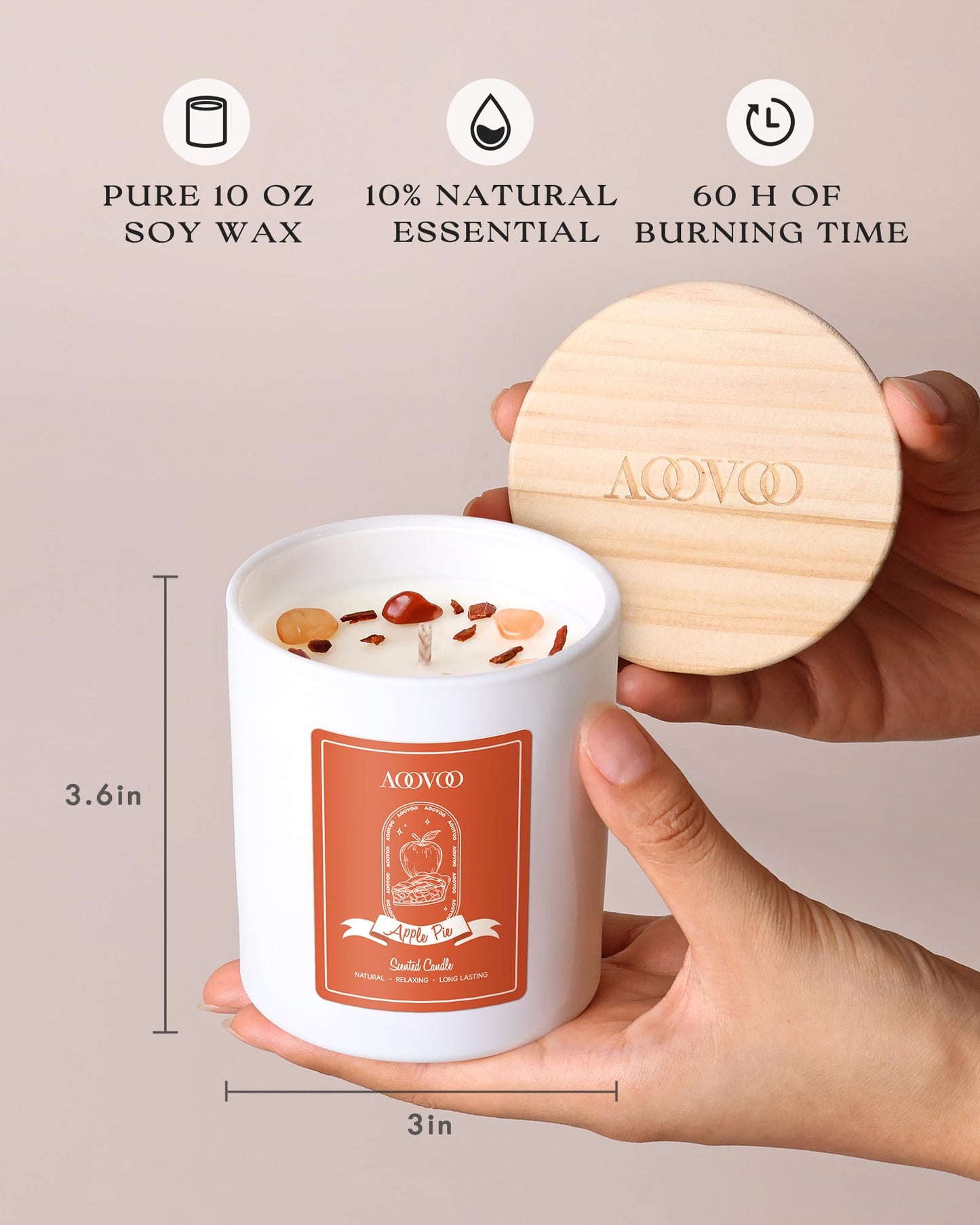 AOOVOO Lavender Scented Candles for Women - Aromatherapy Candle with Crystals Inside, 10oz Soy Candles for Home Scented, Birthday Gifts Mothers Day Candle for Women Mom