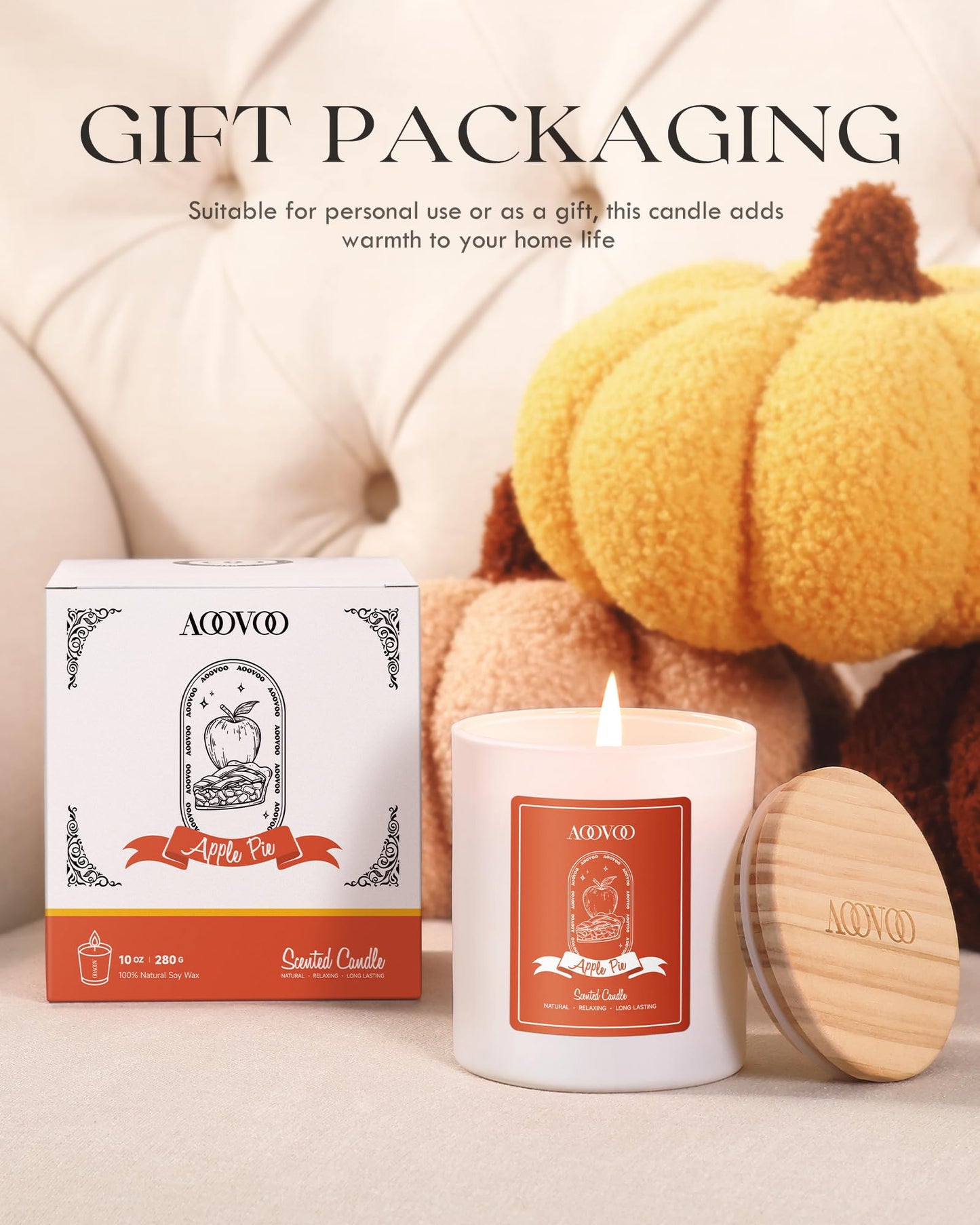 AOOVOO Lavender Scented Candles for Women - Aromatherapy Candle with Crystals Inside, 10oz Soy Candles for Home Scented, Birthday Gifts Mothers Day Candle for Women Mom