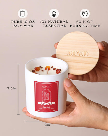 AOOVOO Lavender Scented Candles for Women - Aromatherapy Candle with Crystals Inside, 10oz Soy Candles for Home Scented, Birthday Gifts Mothers Day Candle for Women Mom