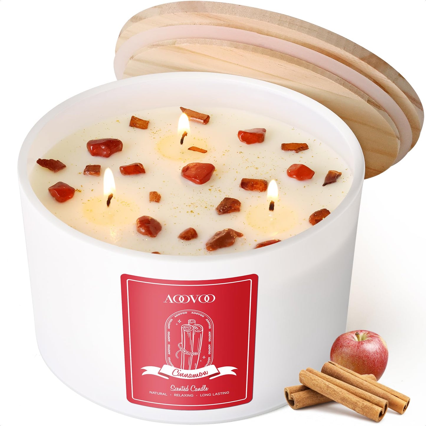 AOOVOO Lavender Scented Candles for Women - Aromatherapy Candle with Crystals Inside, 10oz Soy Candles for Home Scented, Birthday Gifts Mothers Day Candle for Women Mom