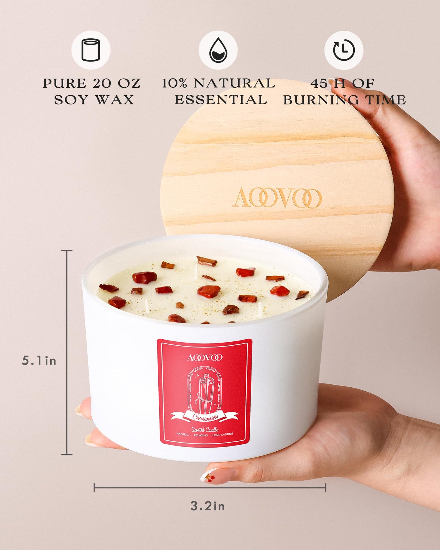 AOOVOO Lavender Scented Candles for Women - Aromatherapy Candle with Crystals Inside, 10oz Soy Candles for Home Scented, Birthday Gifts Mothers Day Candle for Women Mom