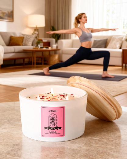 AOOVOO Lavender Scented Candles for Women - Aromatherapy Candle with Crystals Inside, 10oz Soy Candles for Home Scented, Birthday Gifts Mothers Day Candle for Women Mom