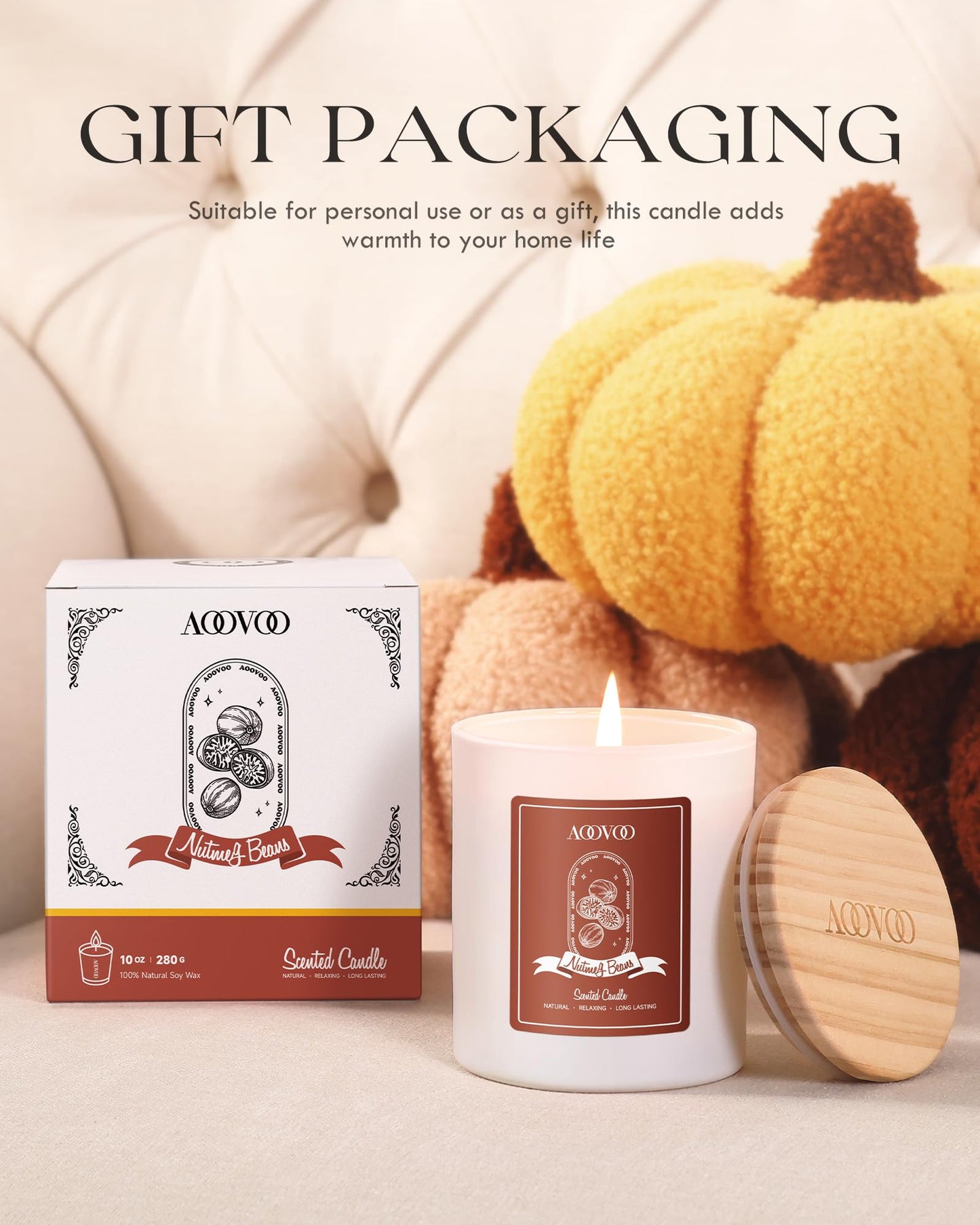 AOOVOO Lavender Scented Candles for Women - Aromatherapy Candle with Crystals Inside, 10oz Soy Candles for Home Scented, Birthday Gifts Mothers Day Candle for Women Mom