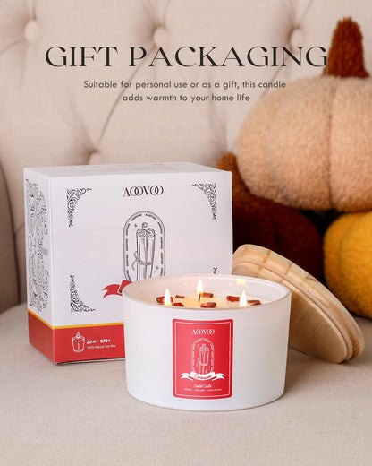 AOOVOO Lavender Scented Candles for Women - Aromatherapy Candle with Crystals Inside, 10oz Soy Candles for Home Scented, Birthday Gifts Mothers Day Candle for Women Mom