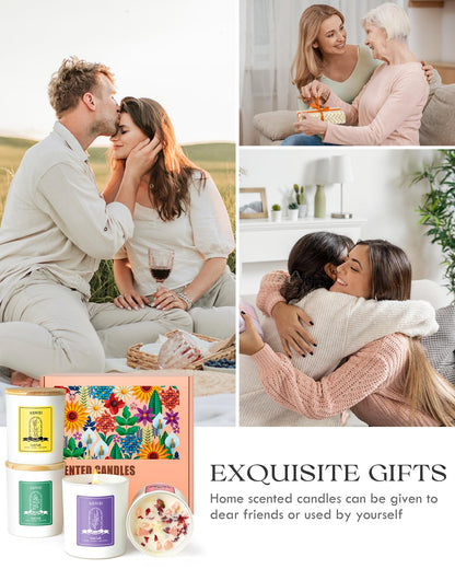 AOOVOO Lavender Scented Candles for Women - Aromatherapy Candle with Crystals Inside, 10oz Soy Candles for Home Scented, Birthday Gifts Mothers Day Candle for Women Mom