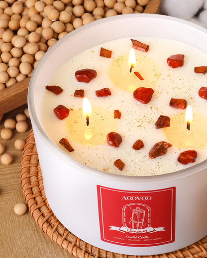 AOOVOO Lavender Scented Candles for Women - Aromatherapy Candle with Crystals Inside, 10oz Soy Candles for Home Scented, Birthday Gifts Mothers Day Candle for Women Mom